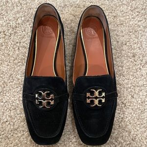 Black suede leather Tory Burch loafers size 7.5